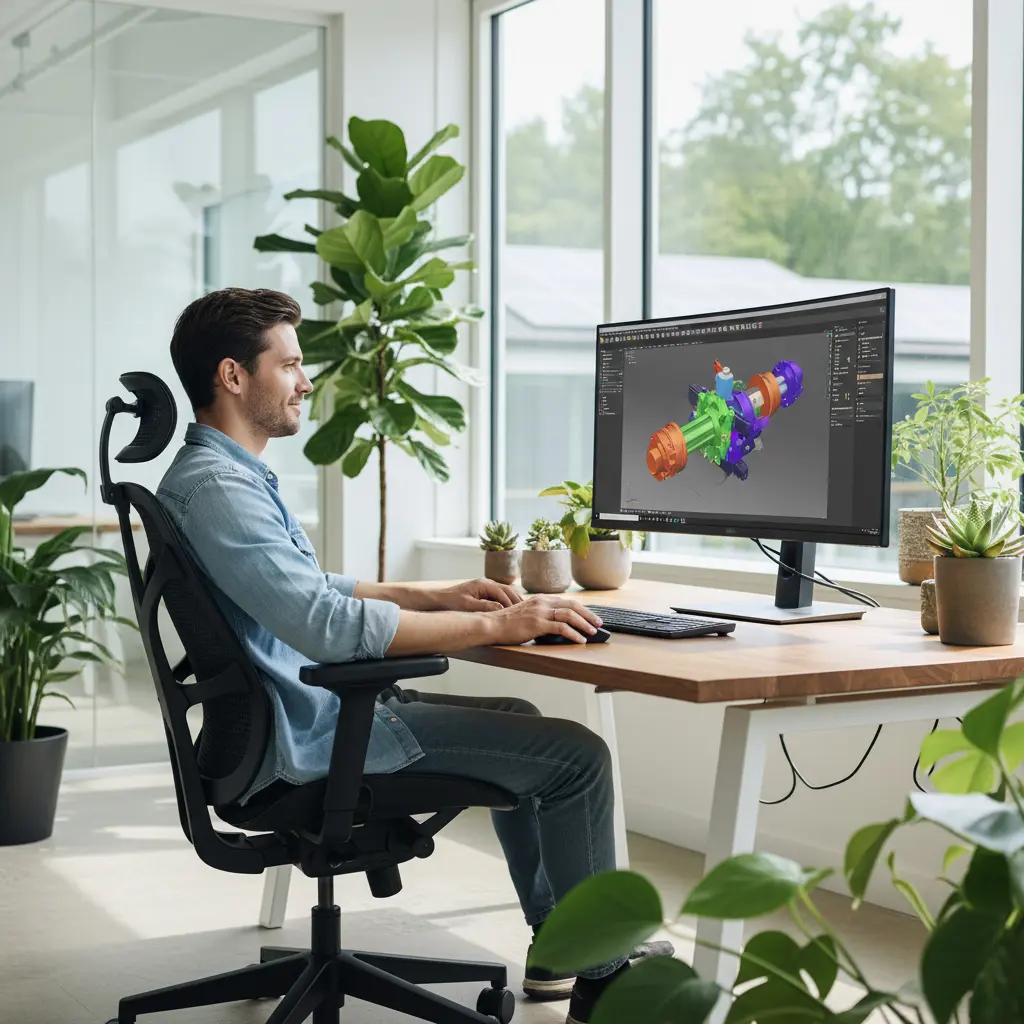 Inžinier pri práci v CAD programe